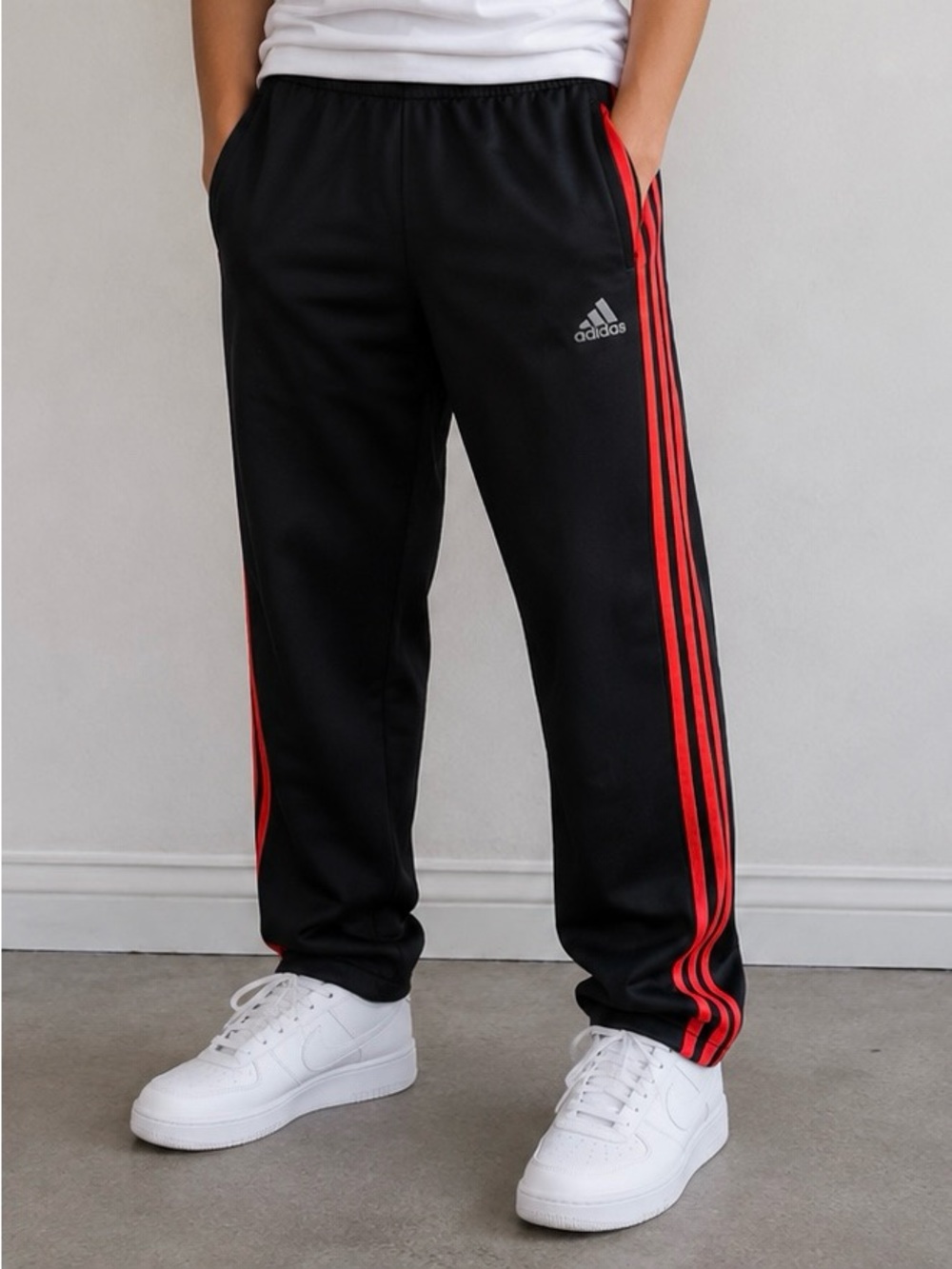 MAKE OFFER! Adidas Black Joggers Track Pants Orange Side Stripes Youth XL
